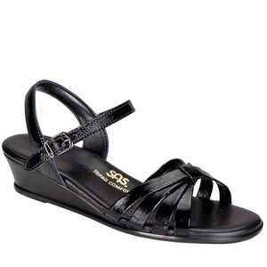 SAS 8 M Strappy Black Patent Leather Comfort Sandals NWOT